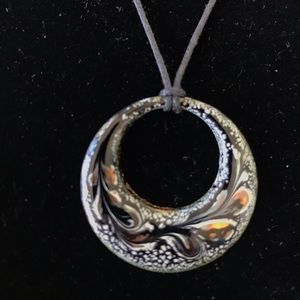 Enamel Painted Metal Cord Choker Necklace